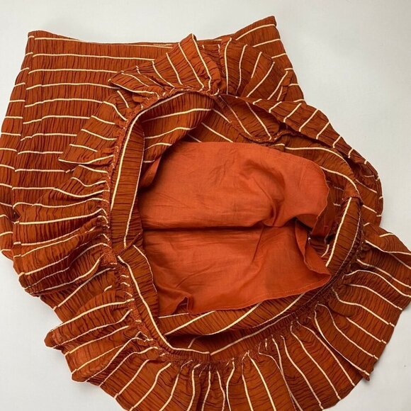 SCOTCH & SODA Orange Pin Striped Puff Sleeve Blouse & Ruched Skirt Size S - Picture 11 of 14